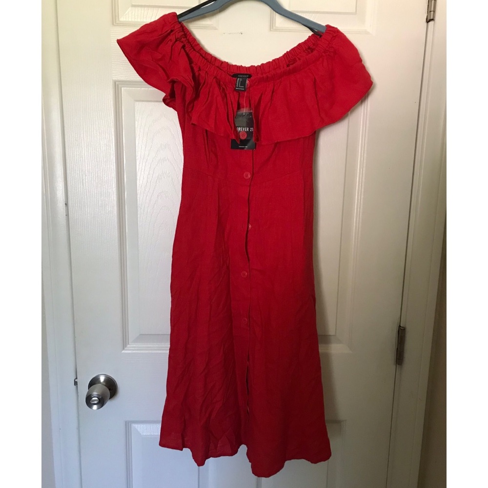Forever 21 Red Off The Shoulder Dress